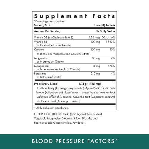 MICHAEL'S Health Naturopathic Programs Blood Pressure Factors - 90 Vegetarian Tablets, Pack of 1 - Provides Fluid Balance Support - Kosher - 30 Servings