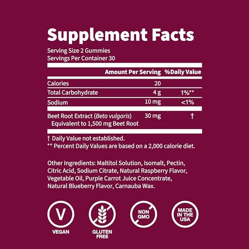 WellPath Beet Root Gummies (Sugar Free) 1500 mg – Blueberry Flavor | Beet Gummies for Blood Pressure Support | Super Nitric Oxide Tasty Beets Chewables for Blood Circulation | Antioxidants | 60 Ct