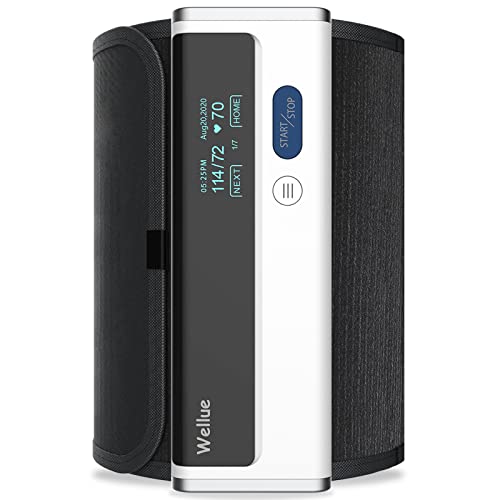 Wellue Blood Pressure Monitor for Home Use, Bluetooth Smart Blood Pressure Machine Upper Arm Cuff, Portable Wireless Automatic BP Monitor, USB Rechargeable Battery, Free APP for iOS & Android, BP2A