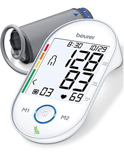 Beurer BM55 Blood Pressure Machine – XL Backlit Display, Arrhythmia Alarm, Portable Storage Kit, 2 Users, Automatic Blood Pressure Cuff, Resting Indicator – Blood Pressure Monitor Batteries Included