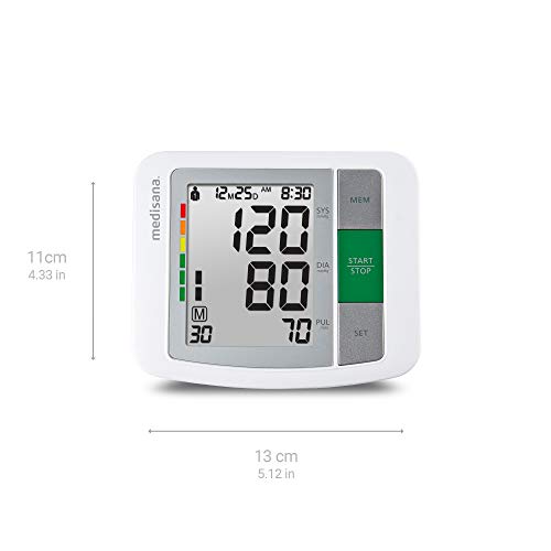 Medisana Blood Pressure Monitor: Automatic Upper Arm Machine Accurate Adjustable Digital BP Cuff Kit for Home Use Includes Batteries, Carrying Case
