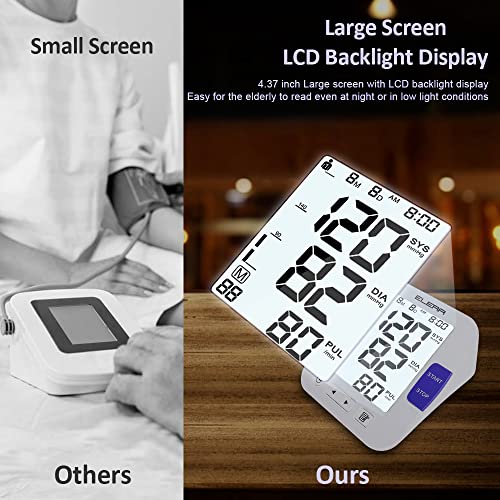 Large Screen Blood Pressure Monitor, ELERA Extra Large Cuff 13-21" Blood Pressure Machine for Home Use, Upper Arm BP Cuff Kit with Backlight LCD & HR Detection, Two User Mode
