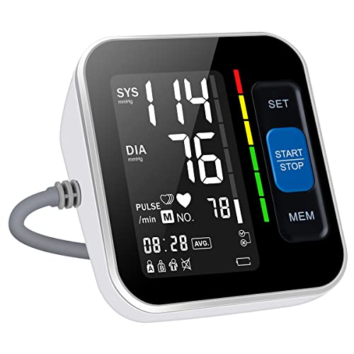 Blood Pressure Monitor BP Machine Upper Arm Large Backlit Screen Big Numbers Easy to Read & Adjustable Cuff & Storage Bag