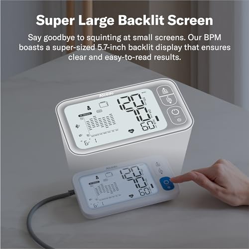 Alcedo Bluetooth Blood Pressure Monitor for Home Use, Accurate Upper Arm Smart BP Machine with Wide Range Cuff, App-Enabled for iOS & Android, Super Large Backlit Screen, 2 x 250 Memory