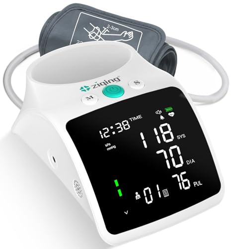 Blood Pressure Monitor, Rechargeable High Blood Pressure Cuff Upper Arm with Large Cuff XL, LED Backlit Screen & 2 * 99 Sets of Memory - Talking Bp Machine with Carrying Case
