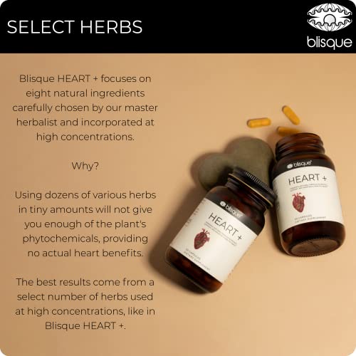 Blisque – Natural Blood Pressure Support Supplement for Heart Health and Circulation | Doctor-Approved | with 200 mg CoQ10, Hawthorn Berry, Beet Root, Turmeric | 90 Capsules