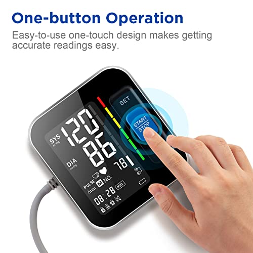 Blood Pressure Monitor BP Machine Upper Arm Large Backlit Screen Big Numbers Easy to Read & Adjustable Cuff & Storage Bag