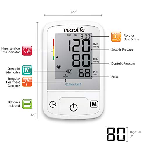 Microlife BPM2 Advanced Blood Pressure Monitor, Upper Arm Cuff, Digital Blood Pressure Machine, Stores Up To 60 Readings