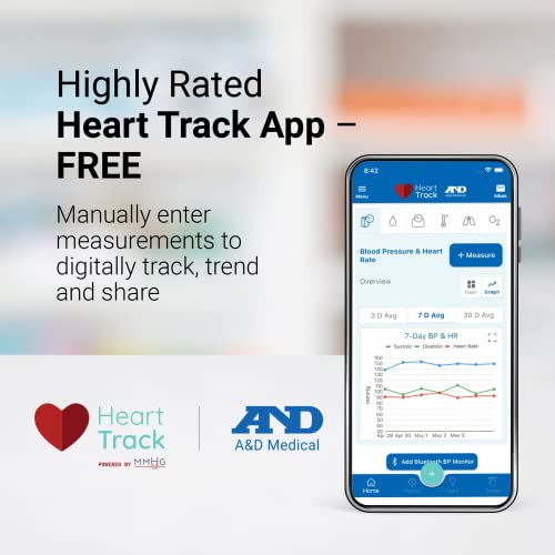 A&D Medical Essential One Button Blood Pressure Monitor UA-611 with Wide Range Blood Pressure Cuff (22-42 cm / 8.6-16.5" Range), One-Click Operation, Irregular Heartbeat Detection, LCD BP Machine