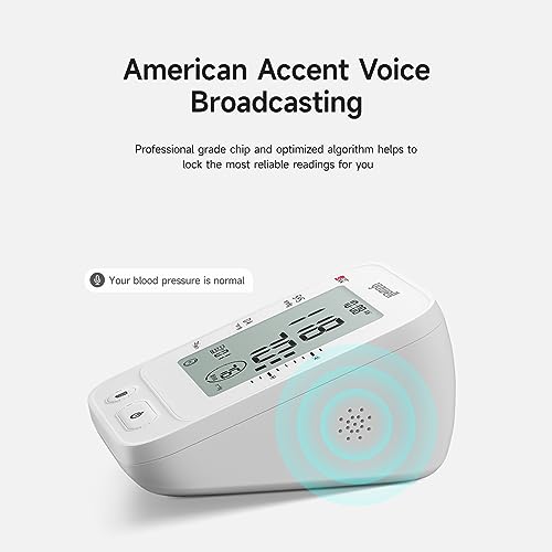 yuwell Blood Pressure Monitor, Large Upper Arm Blood Pressure Cuff, Digital Blood Pressure Machine for Home Use, Large Display, Stores 99 Readings, Voice Broadcasting with Power Adapter and Batteries