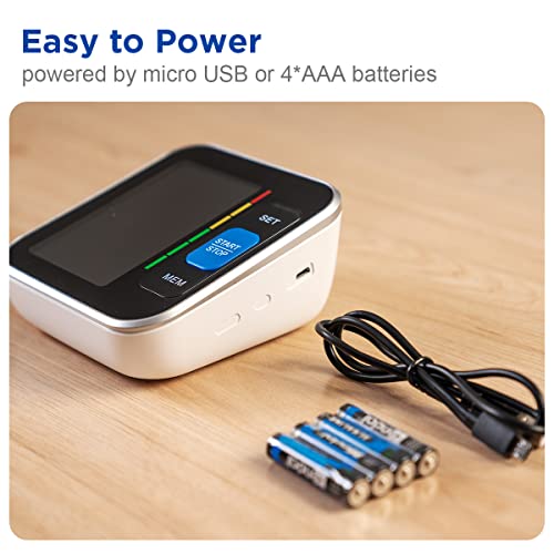 Blood Pressure Monitor BP Machine Upper Arm Large Backlit Screen Big Numbers Easy to Read & Adjustable Cuff & Storage Bag