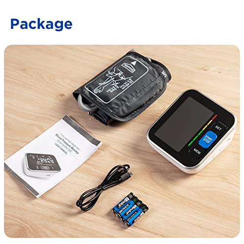 Blood Pressure Monitor BP Machine Upper Arm Large Backlit Screen Big Numbers Easy to Read & Adjustable Cuff & Storage Bag