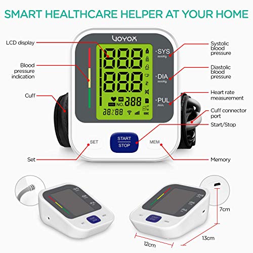 VOYOR Upper Arm Blood Pressure Monitor with LCD