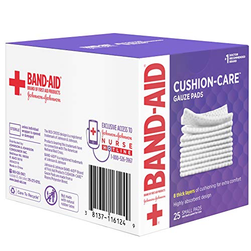 Band-Aid Brand Cushion-Care Gauze Pads, 25 Count, 2x2, Pack of 6