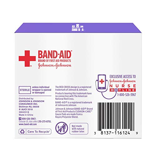 Band-Aid Brand Cushion-Care Gauze Pads, 25 Count, 2x2, Pack of 6