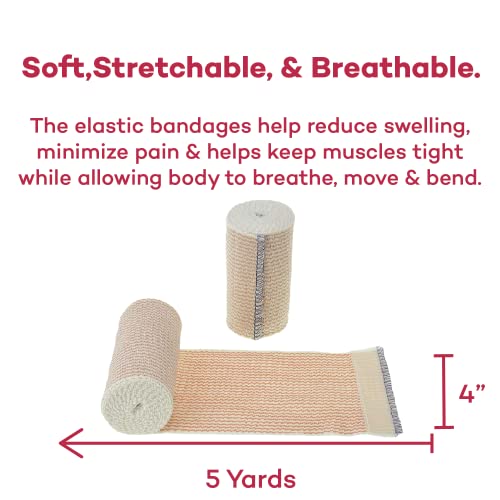50 Elastic Bandages, 5 Yards Stretched Compression Wrap