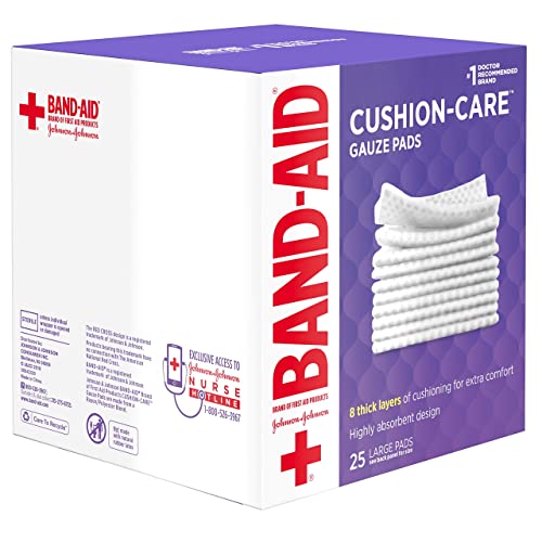 Band-Aid Cushion-Care Gauze Pads, 4"x4", 25 ct - 12 pk