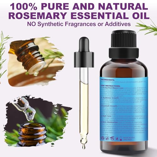 100% Pure Rosemary Hair Growth Oil with Roller