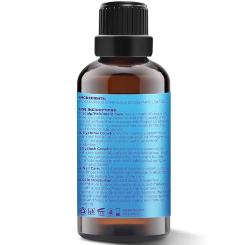 100% Pure Rosemary Hair Growth Oil with Roller