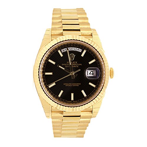 Rolex Day-Date 40 Black Diagonal Index Dial Watch