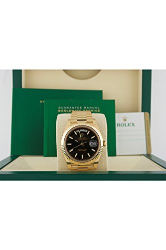 Rolex Day-Date 40 Black Diagonal Index Dial Watch