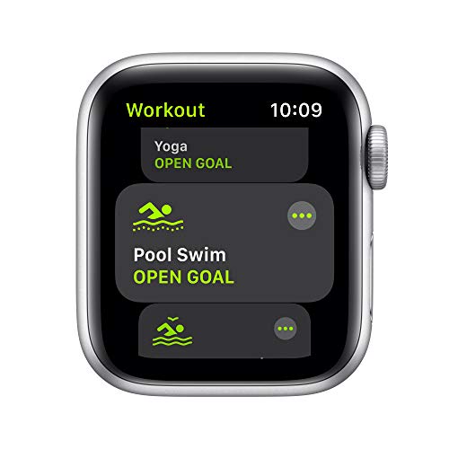 Silver Apple Watch SE with White Sport Band