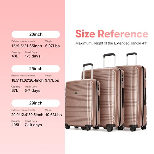 Rose Gold 3-Piece Luggage Set for VIP Women