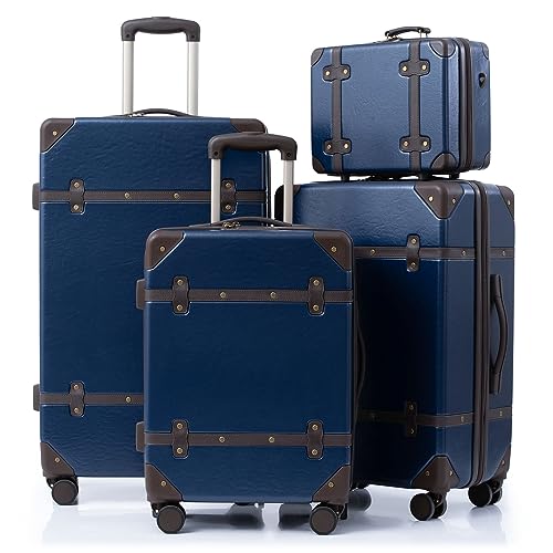 Vintage Trunk Luggage Set with Double Spinner Wheels