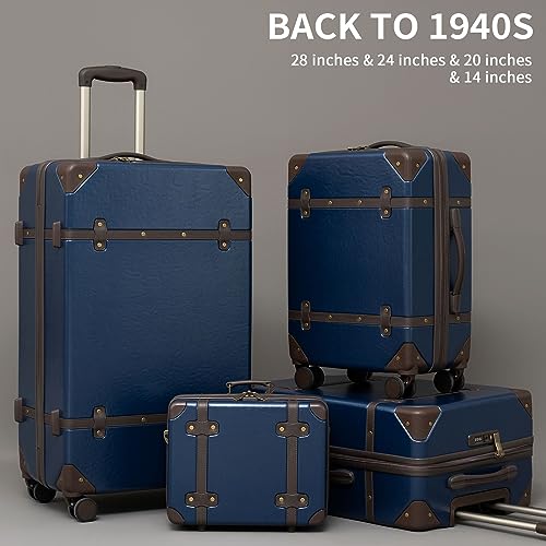 Vintage Trunk Luggage Set with Double Spinner Wheels