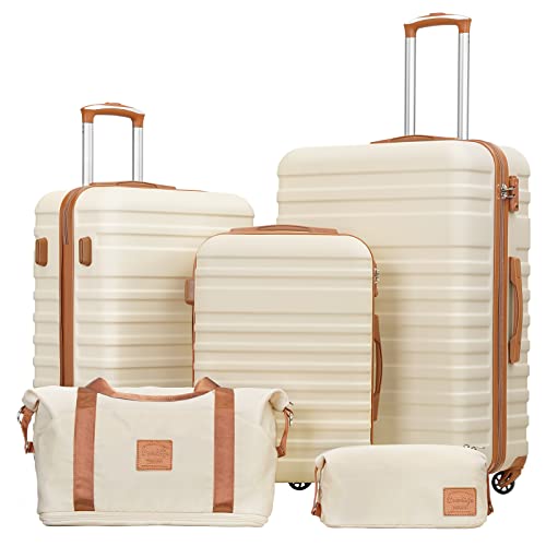 Coolife White 3 Piece Hardside Luggage Set VIP Shopper