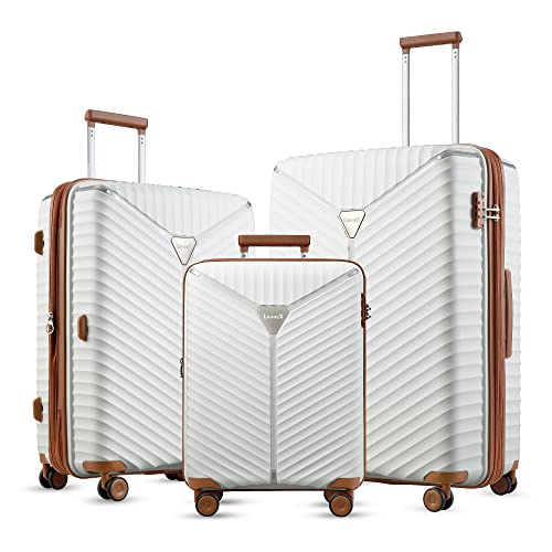 White 3-Piece Luggage Set with Spinner Wheels