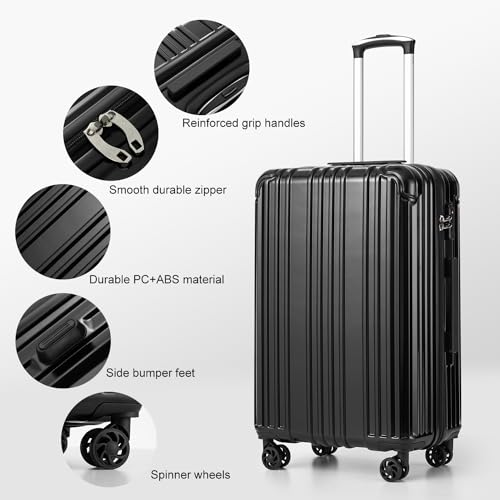 COOLIFE PC+ABS Suitcase Set with TSA Lock Spinner
