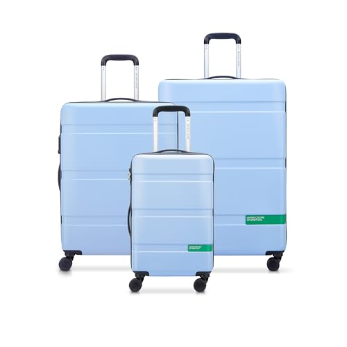 Benetton Hardside Luggage Set, Spinner Wheels, Light Blue