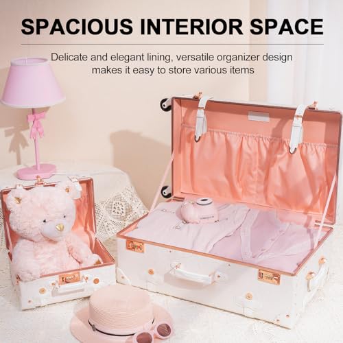 Vintage Suitcase Set for Women, 2-Piece Designer Trunk