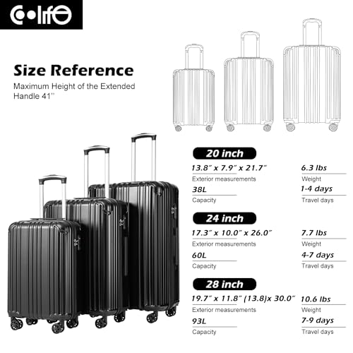 COOLIFE PC+ABS Suitcase Set with TSA Lock Spinner