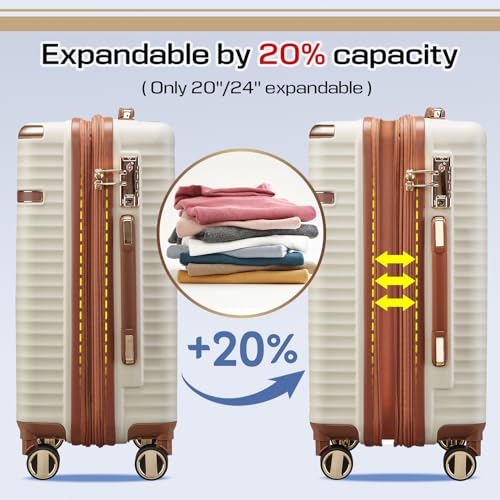Joyway 3-Piece Expandable White Luggage Set with TSA Lock