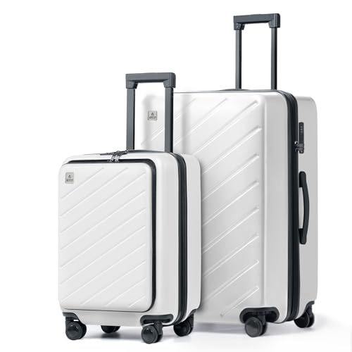 White 2-Piece TSA Lock Suitcase Set with Spinner Wheels