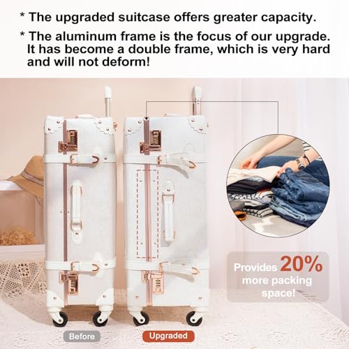 Vintage Suitcase Set for Women, 2-Piece Designer Trunk