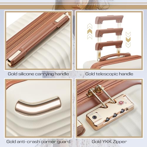 Joyway 3-Piece Expandable White Luggage Set with TSA Lock