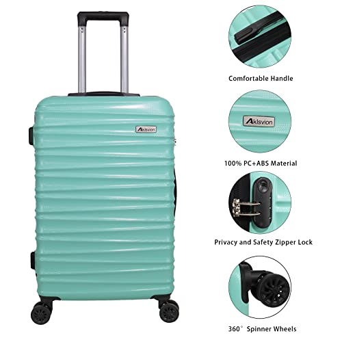 Aklsvion 3-Piece Luggage Set: Durable Lightweight Mint Green