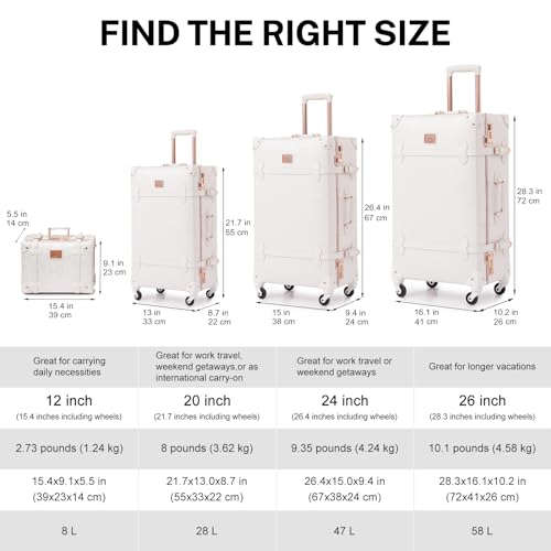 Vintage Suitcase Set for Women, 2-Piece Designer Trunk