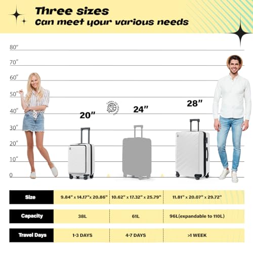 White 2-Piece TSA Lock Suitcase Set with Spinner Wheels