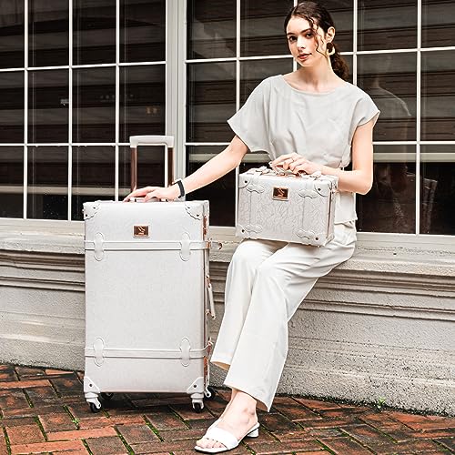 Vintage Suitcase Set for Women, 2-Piece Designer Trunk