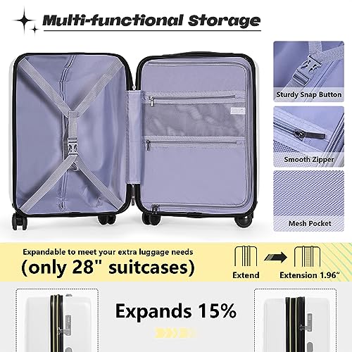White 2-Piece TSA Lock Suitcase Set with Spinner Wheels