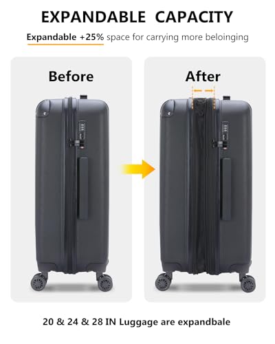 3-Piece Expandable Luggage Set with Spinner Wheels