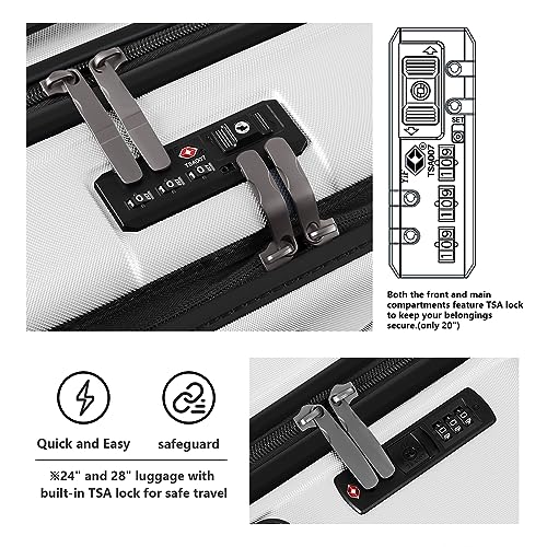 White 2-Piece TSA Lock Suitcase Set with Spinner Wheels