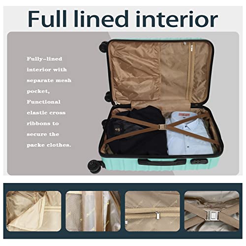 Aklsvion 3-Piece Luggage Set: Durable Lightweight Mint Green