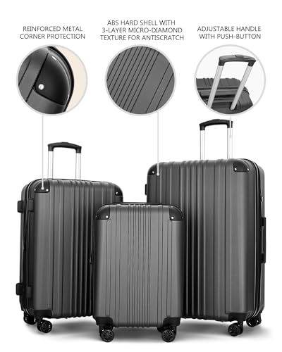 3-Piece Expandable Luggage Set with Spinner Wheels