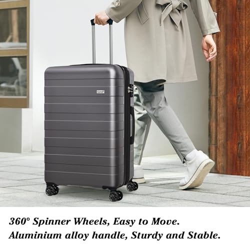 KEYTANG Zebra Print Expandable Luggage Set, Gray
