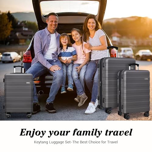 KEYTANG Zebra Print Expandable Luggage Set, Gray